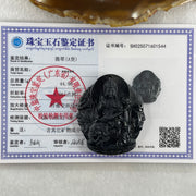 Type A Opaque Black Omphacite Jadeite Good Vs Evil Samantabhadra Bodhisattva Pendant Dragon and Snake Zodiac Guardian 44.90g 50.8 by 43.9 by 12.0mm - Huangs Jadeite and Jewelry Pte Ltd