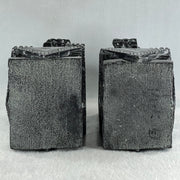 Black Pair of Fu Gou with Wooden Stand Display 5,365.5g Each about 110.0 by 15.0 by 230.0mm - Huangs Jadeite and Jewelry Pte Ltd