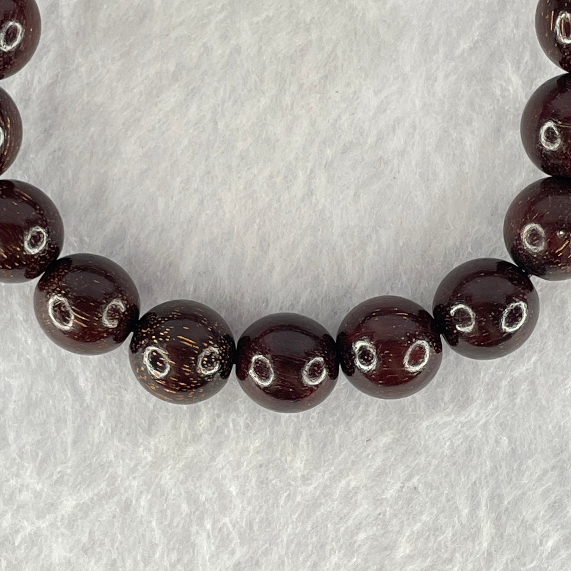 Natural Blood Rosewood Beads Bracelet 天然血檀手链 10.41g 17cm 10.5mm 19 Beads - Huangs Jadeite and Jewelry Pte Ltd