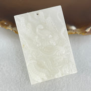 Natural White Nephrite Dragon Pendant 48.48g 57.4 by 39.5 by 11.4mm - Huangs Jadeite and Jewelry Pte Ltd