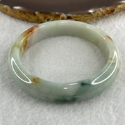 Type A Natural Light Green with Spicy Green and Brownish Patches Jadeite Bangle 55.09g Inner Diameter 57.5mm 12.7 by 9.0mm (Slight External Rough) - Huangs Jadeite and Jewelry Pte Ltd