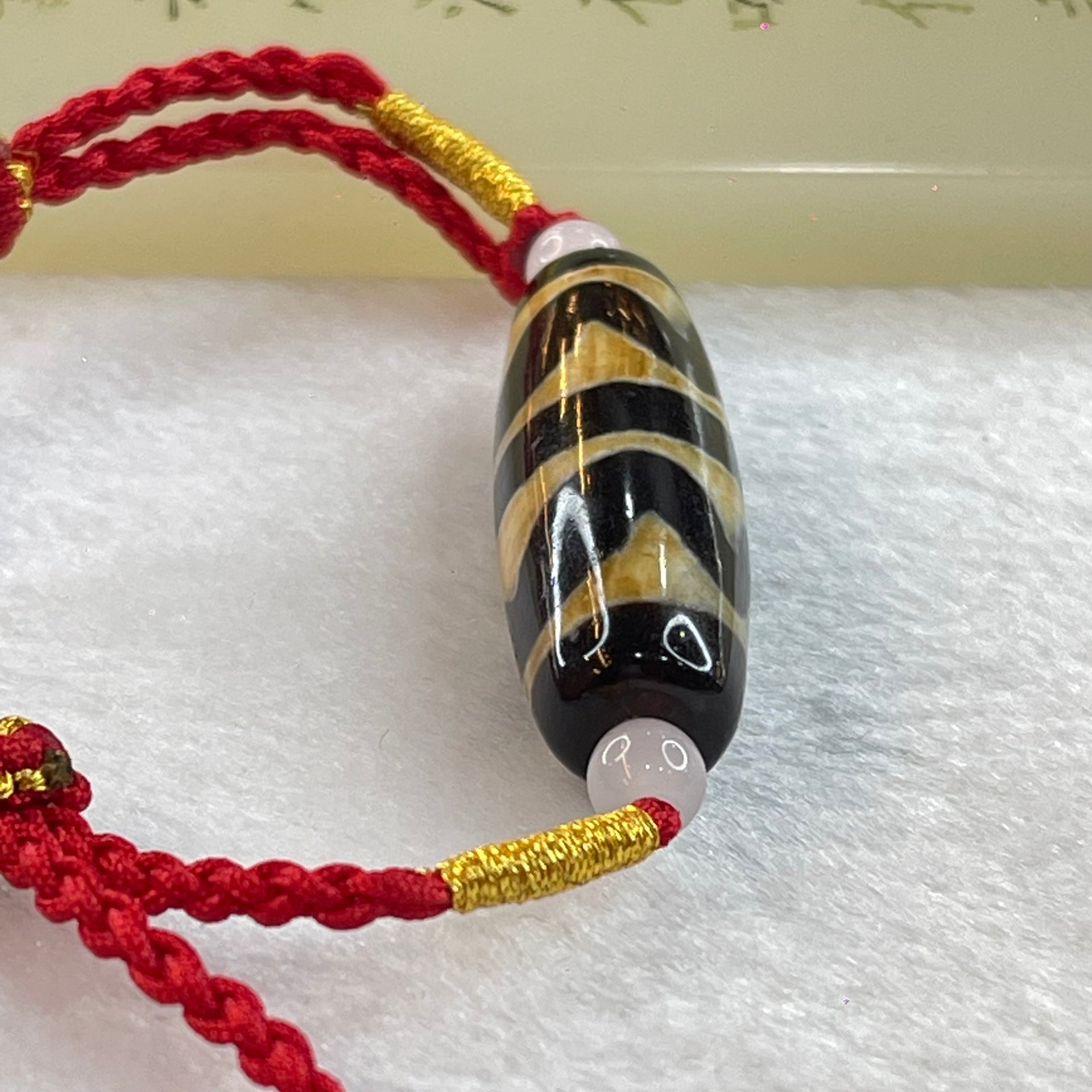 Natural Powerful Tibetan Old Oily Agate Double Tiger Tooth Daluo Dzi Bead Heavenly Master (Tian Zhu) 双虎呀天诛 8.54g 38.0 by 11.9 mm - Huangs Jadeite and Jewelry Pte Ltd