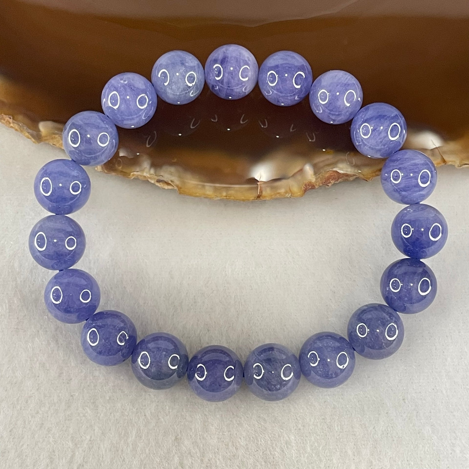 Above Average Grade Natural Blue Tanzanite Beads Bracelet 34.61g 15.5cm 10.2mm 19 Beads - Huangs Jadeite and Jewelry Pte Ltd