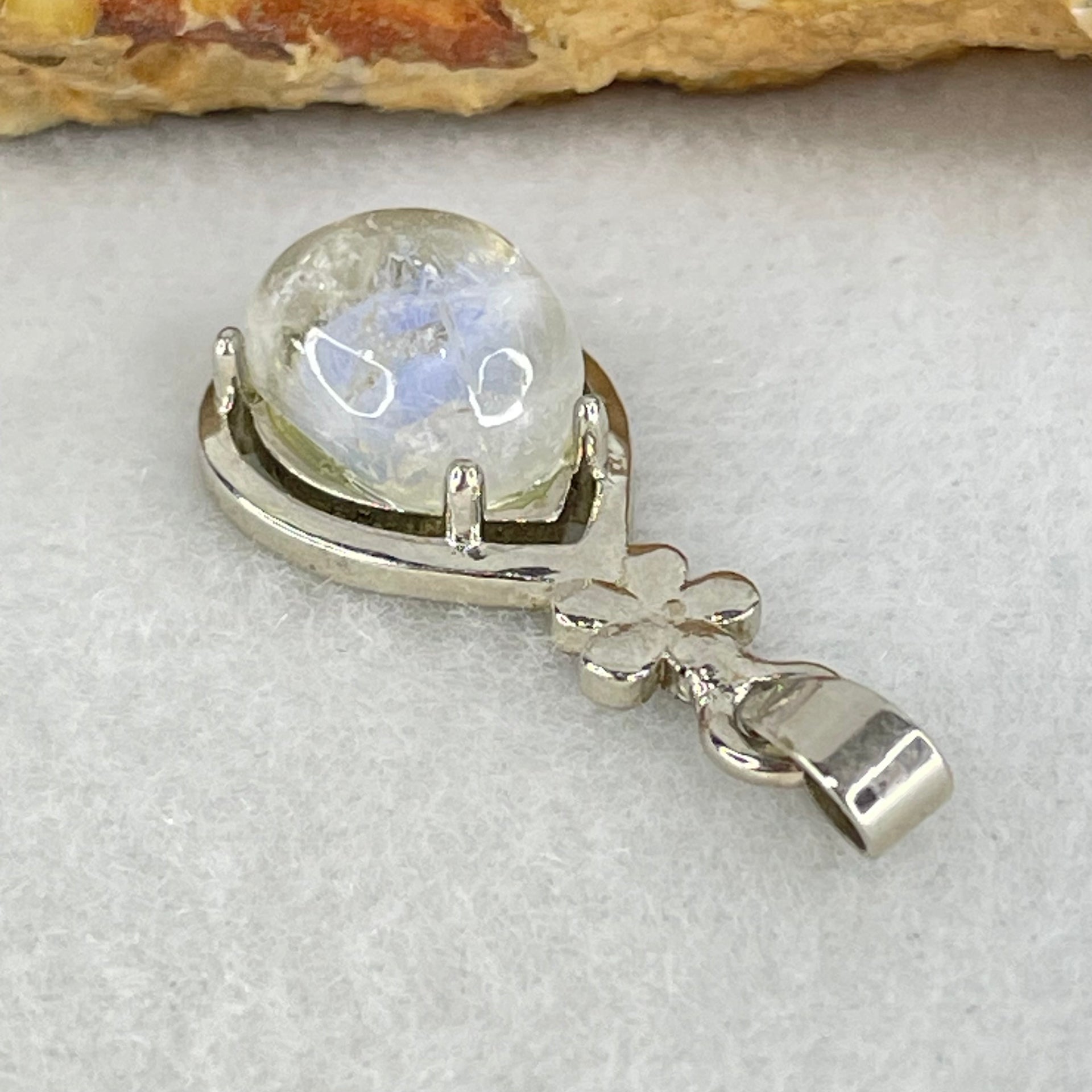 Good Grade Rare Natural Blue Dumortierite Rutilated Quartz in S925 Pendant 2.65g 10.9 by 8.8 by 6.5mm - Huangs Jadeite and Jewelry Pte Ltd