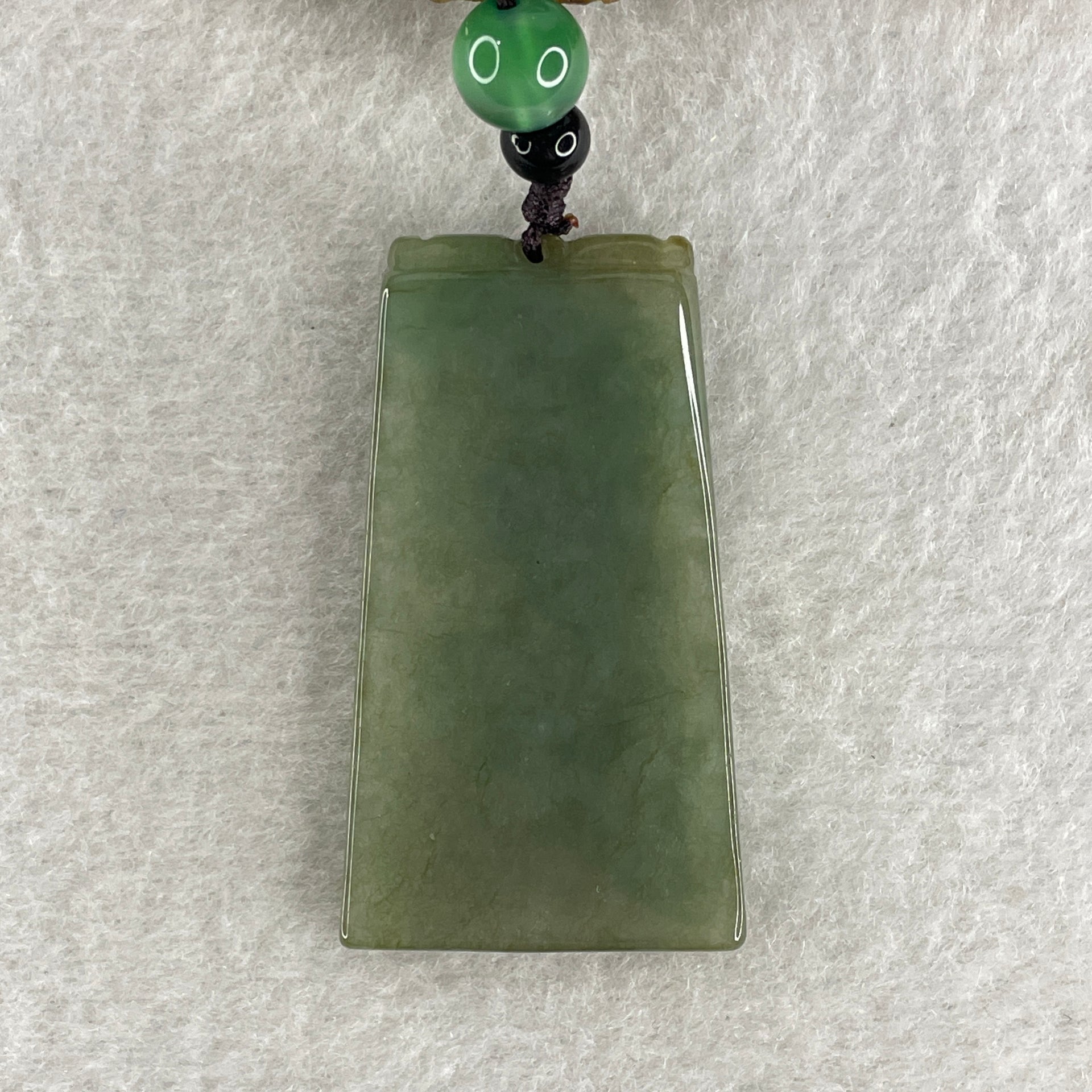 Natural Type A Green with Yellowish Jadeite Wu Shi Pai Pendant 20.75g 45.6 by 25.5 by 5.9mm - Huangs Jadeite and Jewelry Pte Ltd