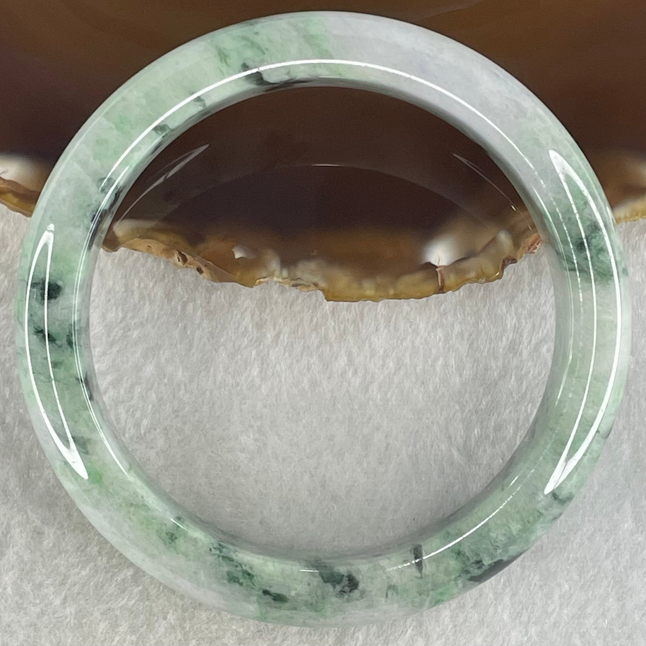 Type A Light Green Lavender with Dark Blueish Green Piao Hua Jadeite Bangle 69.22g Internal Diameter 60.8mm 13.0 by 9.1mm - Huangs Jadeite and Jewelry Pte Ltd
