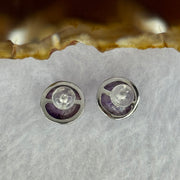 Good Grade Natural Super 7 S925 Sliver Earrings 2.55g 9.2 by 5.5mm - Huangs Jadeite and Jewelry Pte Ltd