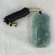 Type A Semi Icy Light Blueish Green Jadeite Guan Yin with Lotus Flower and Phoenix Pendant 40.71g 61.8 by 36.9 by 8.6mm - Huangs Jadeite and Jewelry Pte Ltd