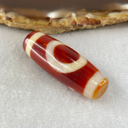 Natural Powerful Tibetan Old Oily Red White Agate One Eye Earth Element Dzi Bead Heavenly Master (Tian Zhu) 一眼土元素天珠 10.09g 37.4 by 13.2mm - Huangs Jadeite and Jewelry Pte Ltd