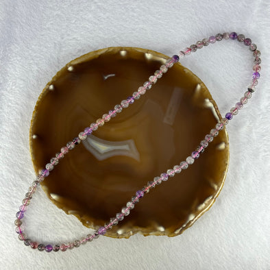 Above Average Grade Natural Super 7 Crystal Beads Necklace 天然超级七水晶珠项链 28.54g 54cm 6.4mm 91 Beads