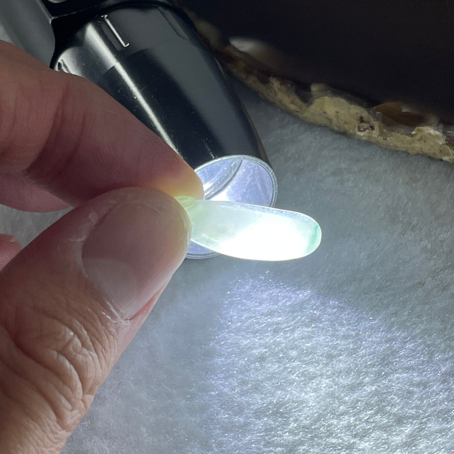 Type A Semi Icy Faint Lavender with Green Patches Jadeite Ruyi Pendant 1.49g 24.2 by 8.5 by 3.5mm - Huangs Jadeite and Jewelry Pte Ltd