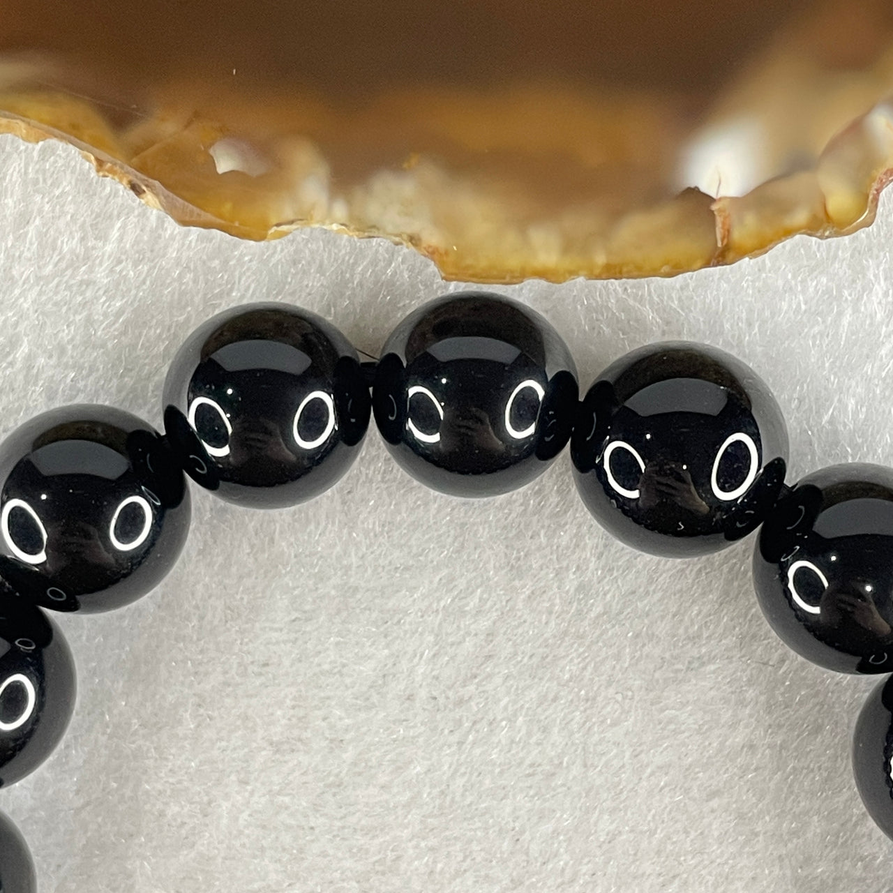 Natural Black Moldavite Meteorite Crystal Beads Bracelet 35.04g 16cm 12.1mm 17 Beads