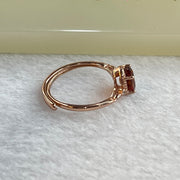 Orange Red Garnet In S925 Sliver Rose Gold Colour Ring (Adjustable Size) 1.34g 6.6 by 4.9 by 3.5mm - Huangs Jadeite and Jewelry Pte Ltd