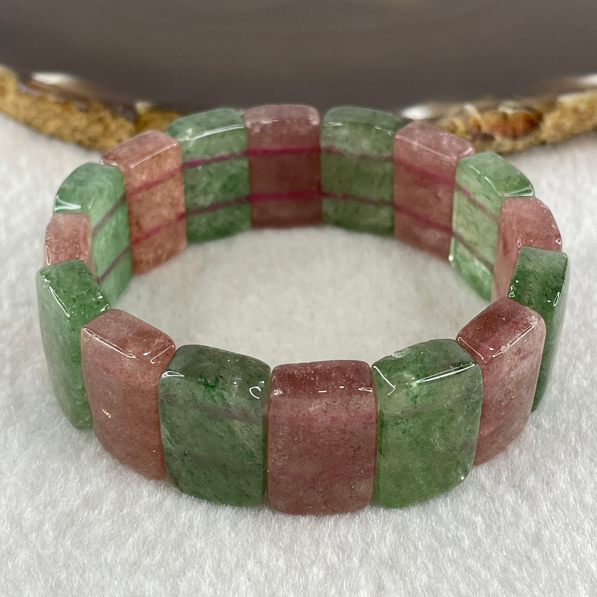 Natural Tourmaline Beads Shou Pai Bracelet 50.96g 16cm 19.0 by 12.7mm 16Beads - Huangs Jadeite and Jewelry Pte Ltd