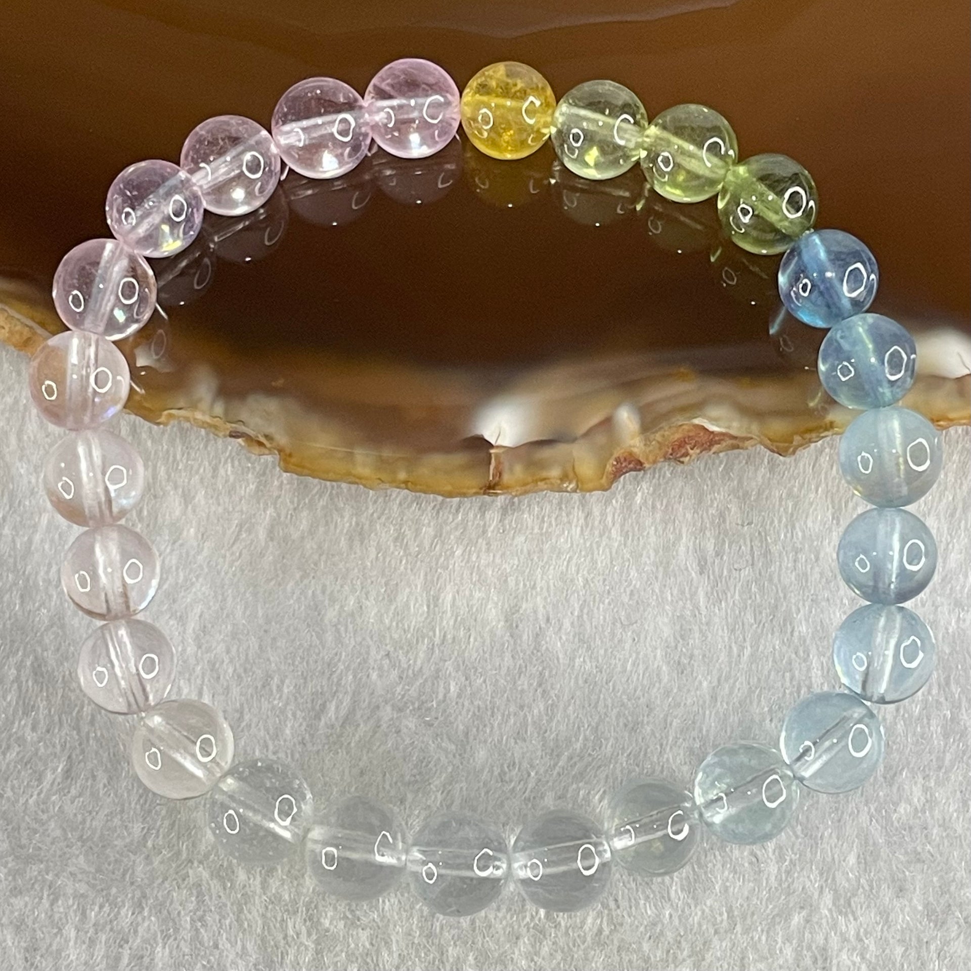 Very Very High Grade Transparent Natural Morganite Beryl Beads Bracelet 13.01g 15cm 7.4mm 26 Beads - Huangs Jadeite and Jewelry Pte Ltd