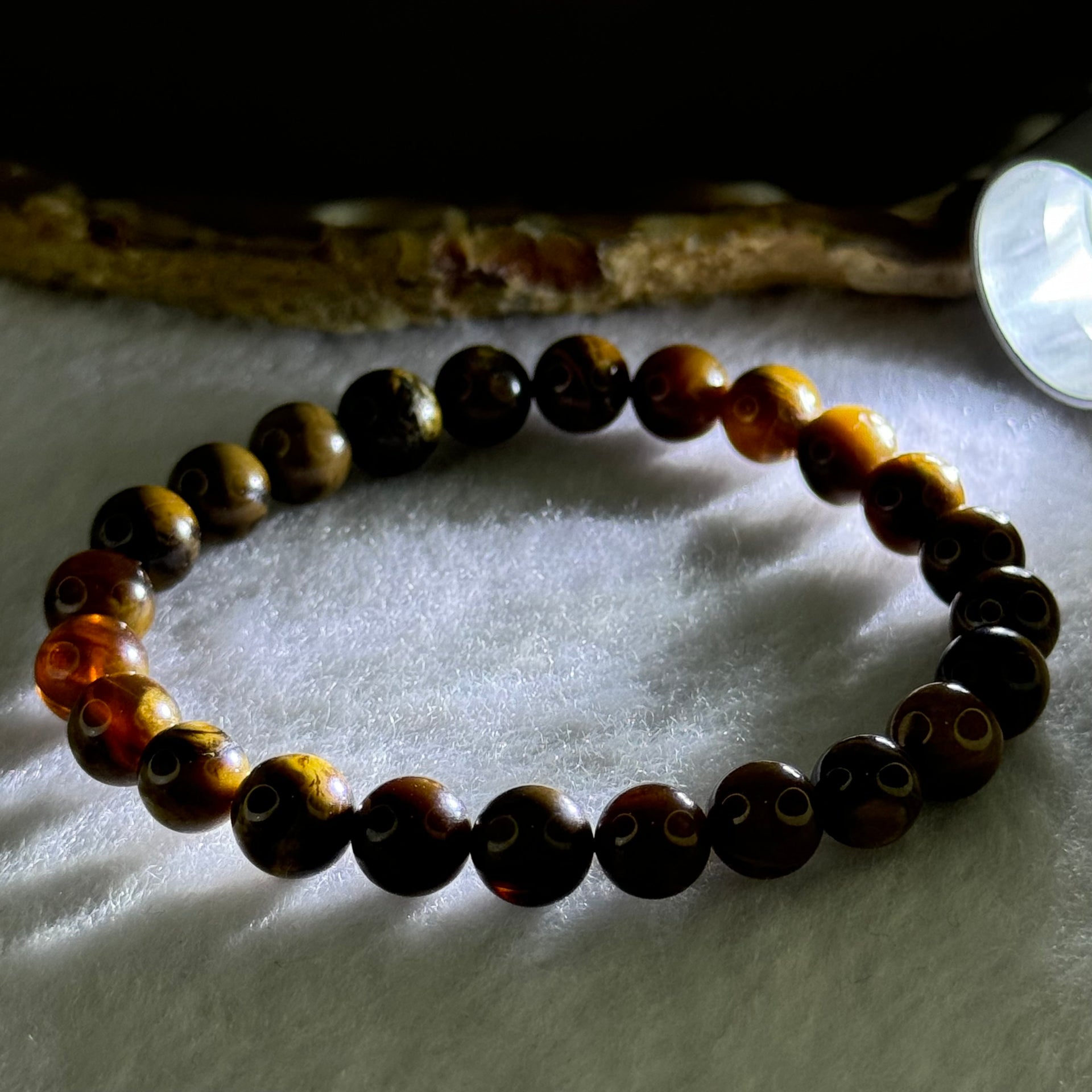 Natural Brown Amber Beads Bracelet 5.77g 7.9 15cm 7.9mm 24 Beads - Huangs Jadeite and Jewelry Pte Ltd