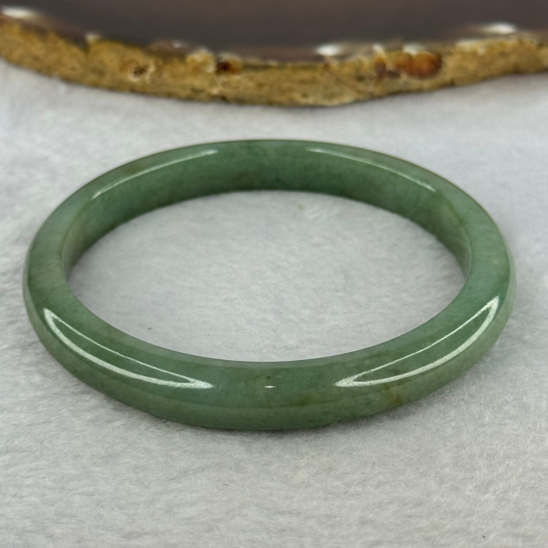 Type A Green and Dark Brown Patch Jadeite Bangle 33.95g Internal 59.3mm 9.1 by 7.1mm - Huangs Jadeite and Jewelry Pte Ltd
