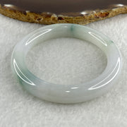 Type A Near White (Faint Lavender and Faint Green ) with Dark Green Piao Hua Jadeite Bangle Internal Diameter 51.8mm 48.04g 10.0 by 9.2mm (Very Slight Internal Lines ) - Huangs Jadeite and Jewelry Pte Ltd