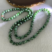 Type A Blueish Green with Light Green Piao Hua Jadeite Beads Necklace 79.31g 74cm 8.0mm 98 Beads - Huangs Jadeite and Jewelry Pte Ltd