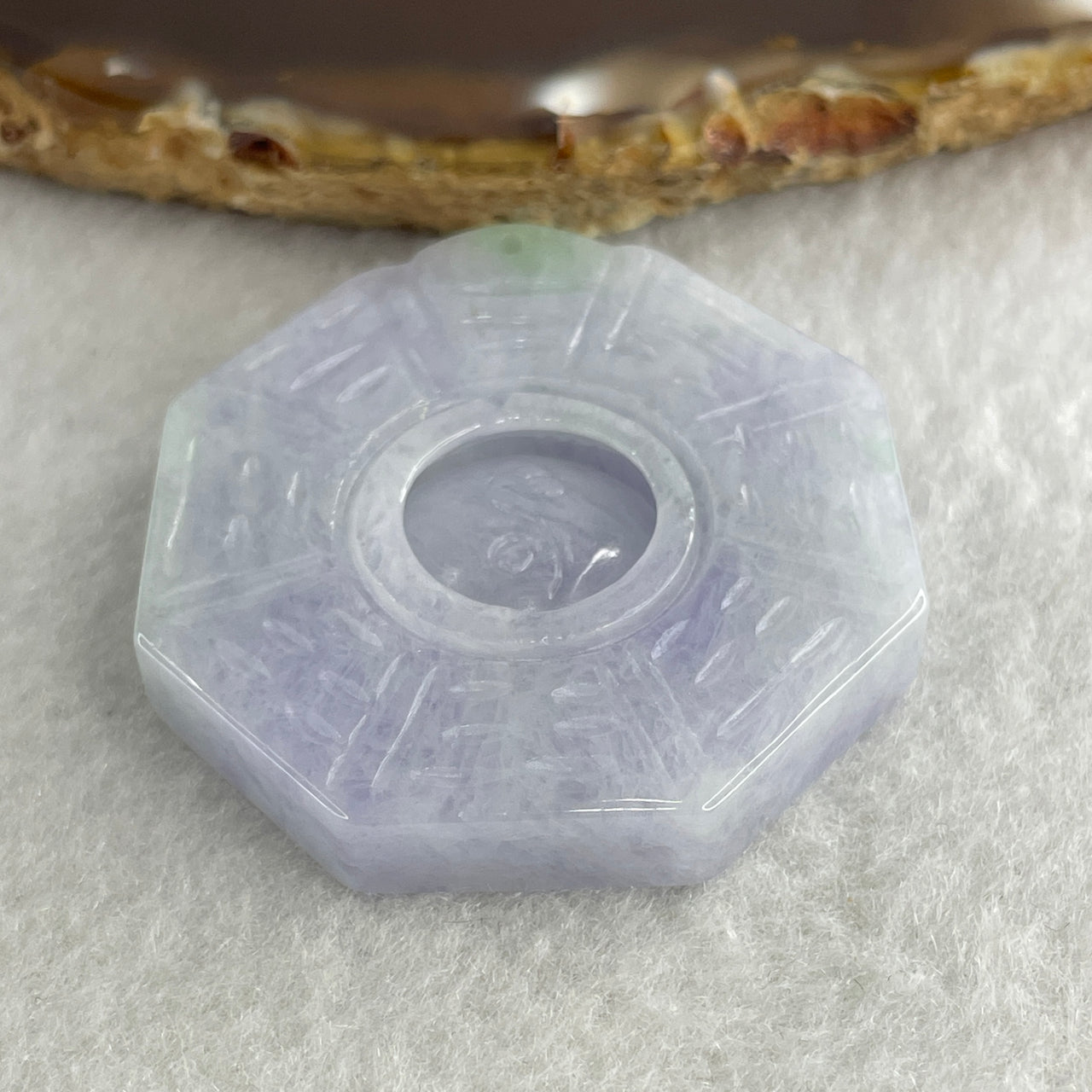 Certified Natural Type A Lavender with Green Spot Jadeite Tai Chi Bagua Pendant 26.65g 43.2 by 40.2 by 6.5mm - Huangs Jadeite and Jewelry Pte Ltd