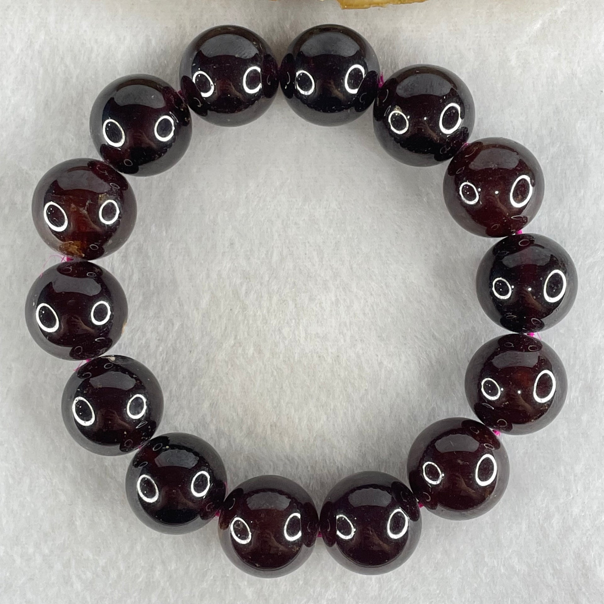 Natural Red Garnet Beads Bracelet 102.52g 17cm 15.8mm 14 Beads (1 Bead External Rough) - Huangs Jadeite and Jewelry Pte Ltd