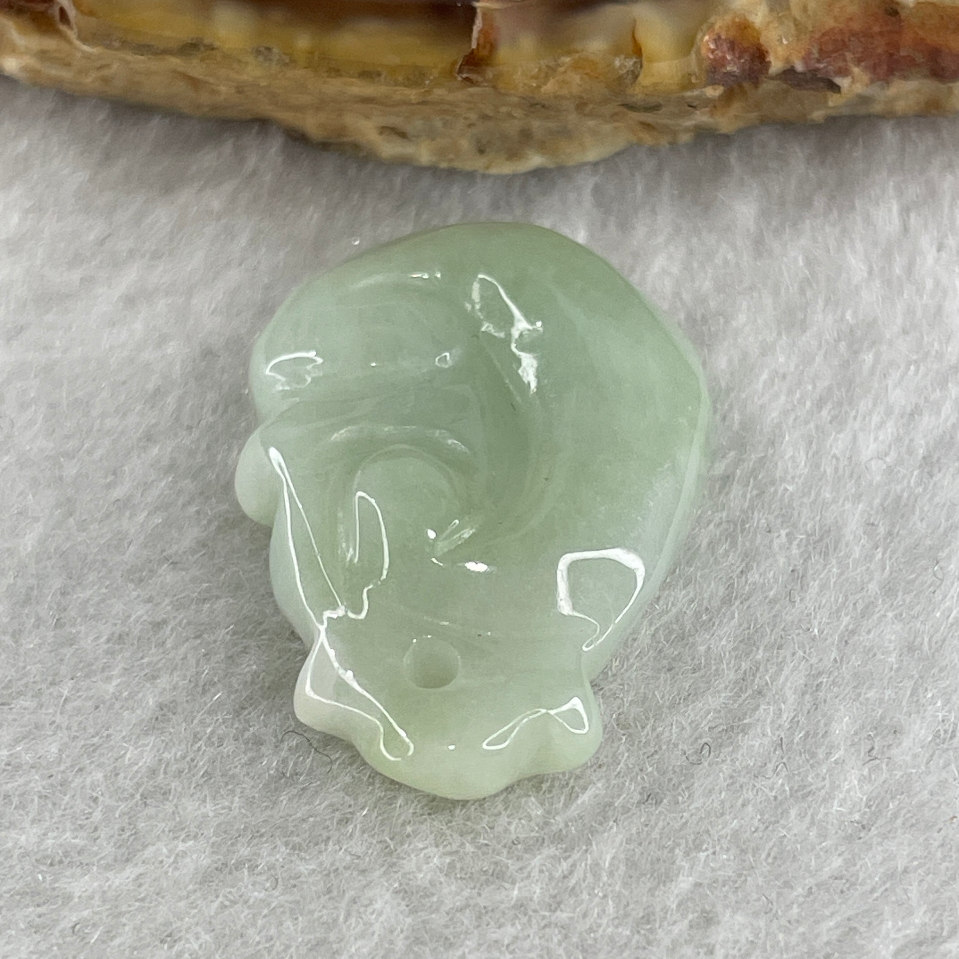 Natural Type A Green Jadeite Ruyi Pendant Charm 4.73g 25.5 by 18.3 by 5.9mm - Huangs Jadeite and Jewelry Pte Ltd