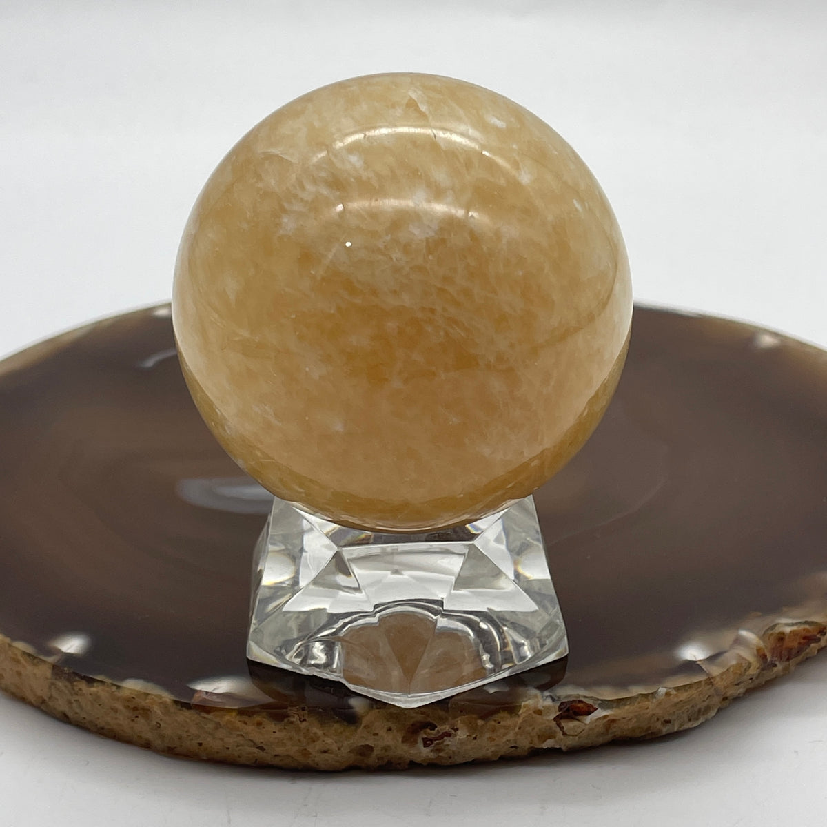 Natural Citrine Crystal Sphere Ball with Clear Acrylic Stand Display | (249.20g | 54.7mm | 68.5mm | Catalyst, "Merchant's Stone" Wealth & Abundance Magnet, 360° Energy Harmonizer & Feng Shui Financial Growth Catalyst)