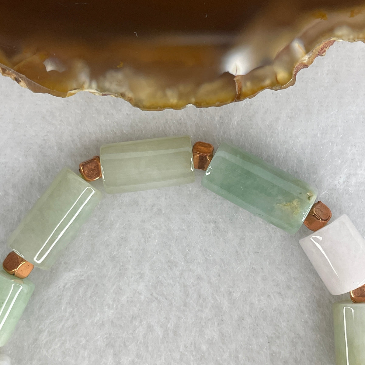Natural Type A Light Green with Green Jadeite Lulutong Beads Bracelet | 16cm Wrist Size with 12 Barrel Beads 8.4mm (26.97g | Heart Chakra Balance, Obstacle-Clearing Fortune & Rolling Wealth Shield)