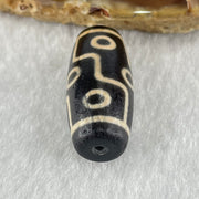 Natural Powerful Tibetan Old Oily Dark Brown with Yellowish White Agate 9 Eyes Dzi Bead Heavenly Master (Tian Zhu) 九眼天诛 7.02g 28.1 by 12.6mm - Huangs Jadeite and Jewelry Pte Ltd