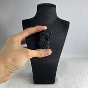 Certified Natural Type A Black Omphacite Jadeite Pixiu pair Pendant Each About 62.82g 49.5 by 28.0 by 21.6mm And 58.24g 50.2 by 28.5 by 19.9mm - Huangs Jadeite and Jewelry Pte Ltd