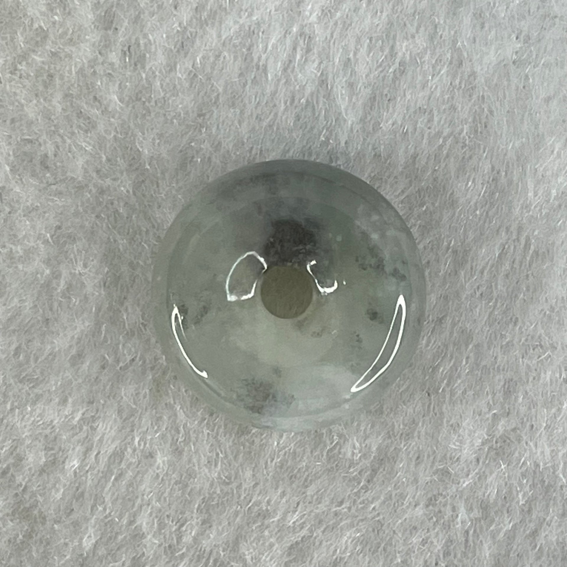 Type A Semi Icy Light Green With Wuji Grey Piao Hua Jadeite Ping An Kou Charm/Pendant 2.26g 14.0 by 5.5mm - Huangs Jadeite and Jewelry Pte Ltd