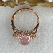 Good Grade Natural Rose Quartz Cat Eye Ring in S925 Sliver Gold Color 4.63g 11.2 by 6.0mm (Adjustable Size) - Huangs Jadeite and Jewelry Pte Ltd