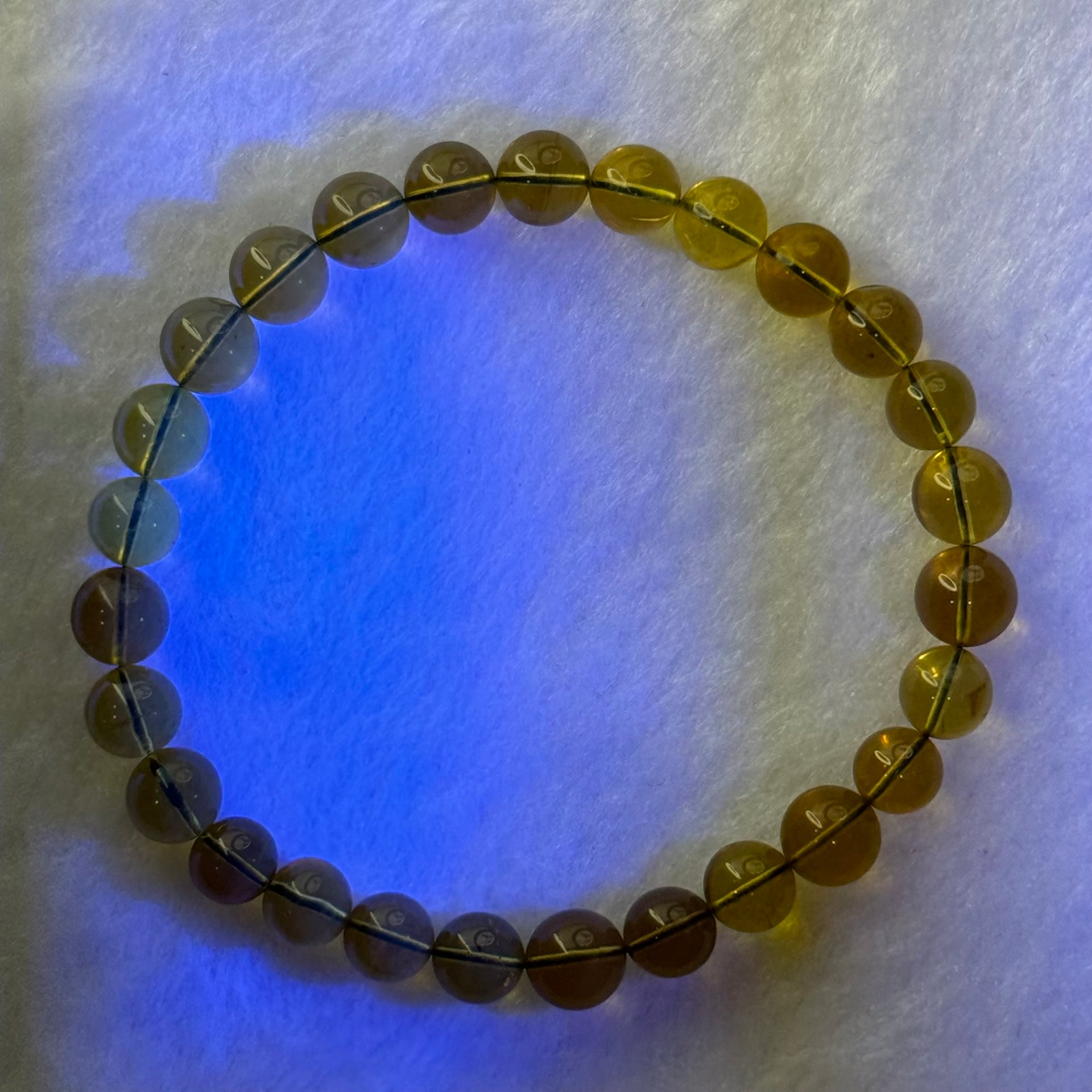 Natural Yellow Amber Beads Bracelet 6.18g 17cm 7.6mm 27 Beads - Huangs Jadeite and Jewelry Pte Ltd