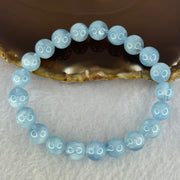 Natural Aquamarine Beads Bracelet 23.56g 16.5cm 9.4mm 21 Beads - Huangs Jadeite and Jewelry Pte Ltd