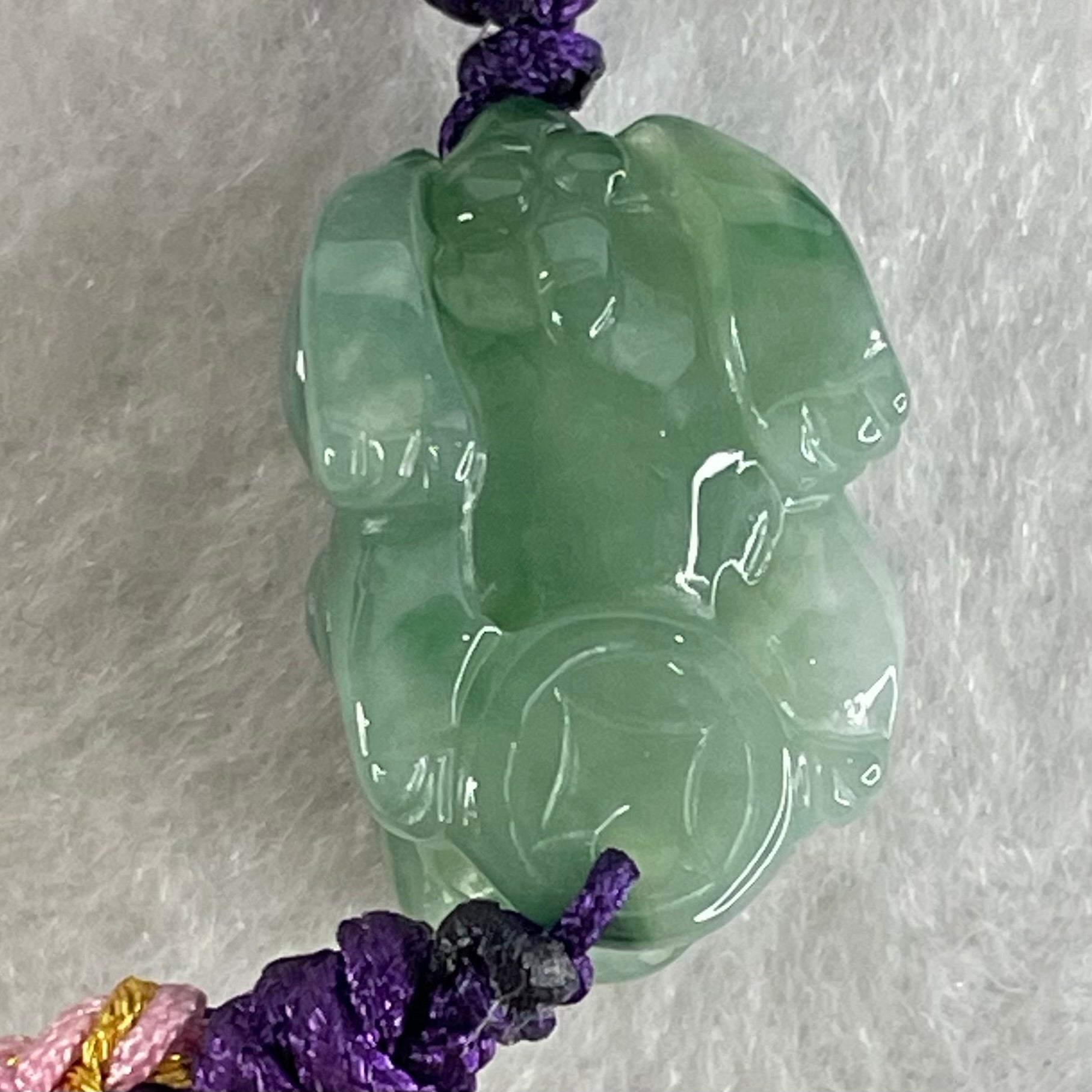 Type A Blueish Green Jadeite Male Pixiu String Bracelet 7.98g 21.8 by 14.2 by 13.1mm . - Huangs Jadeite and Jewelry Pte Ltd