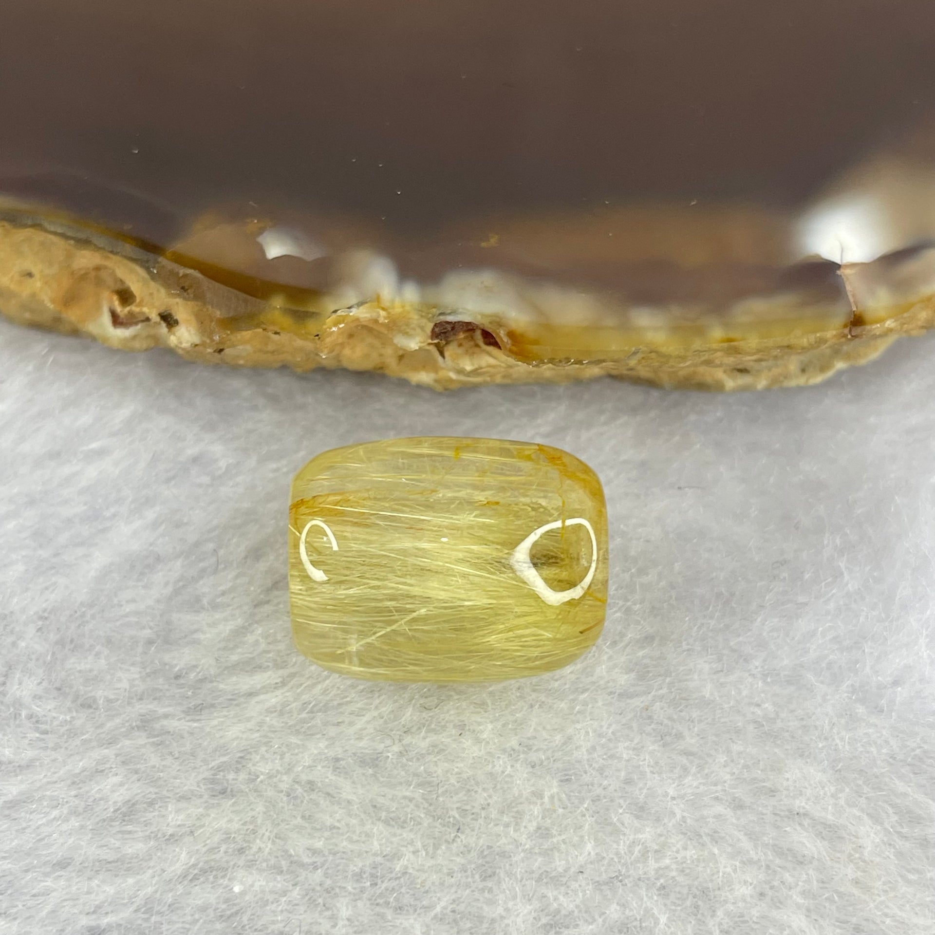 Good Grade Natural Golden Rutilated Quartz Crystal Lulu Tong Barrel 天然金顺发晶水晶露露通桶 
3.13g 14.2 by 1.11mm - Huangs Jadeite and Jewelry Pte Ltd
