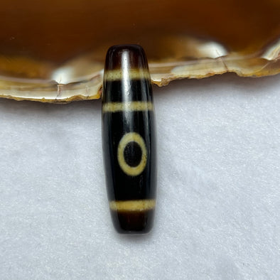 Natural Powerful Tibetan Old Oily Agate 2 Eyes Dzi Bead Heavenly Master (Tian Zhu) 二眼天诛 7.93g 38.8 by 11.5mm - Huangs Jadeite and Jewelry Pte Ltd