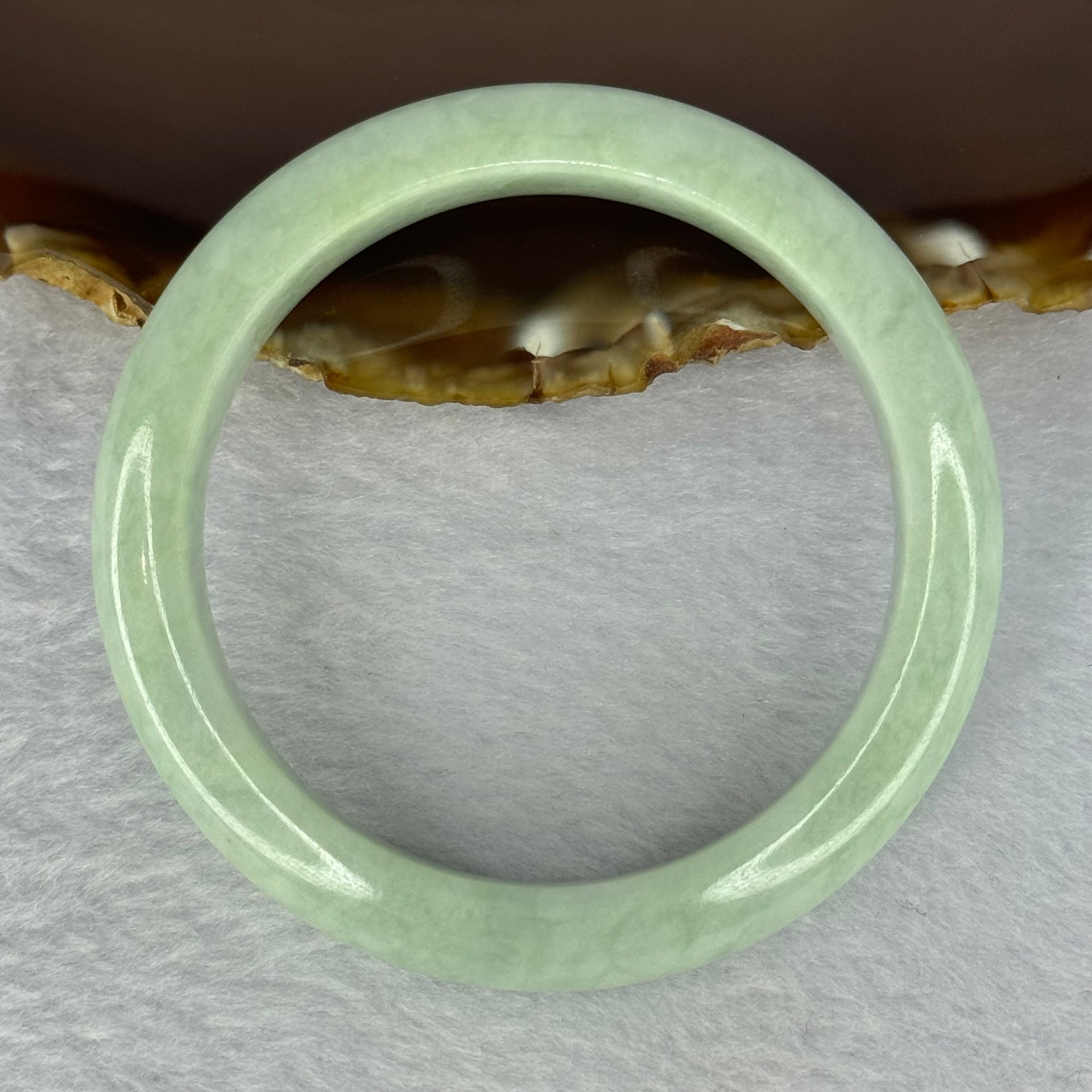 Type A Light Green Jadeite Bangle Internal Diameter 52.6mm 48.95g 12.3 by 8.3mm (Close to Perfect) - Huangs Jadeite and Jewelry Pte Ltd