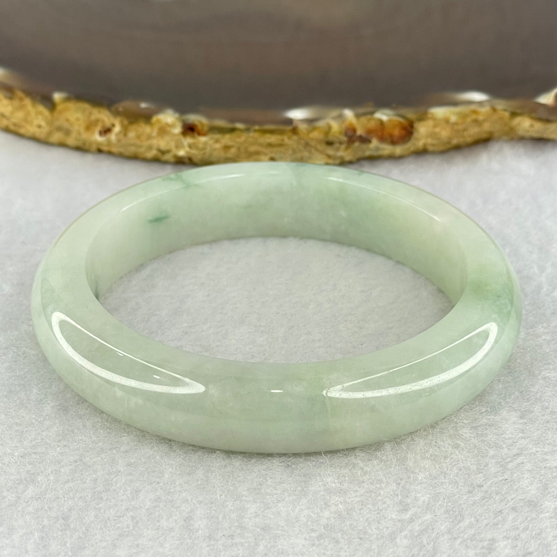Type A Light Green and Dark Blueish Green Piao Hua Jadeite Bangle Internal Diameter 55.2mm 55.75g 12.5 by 8.8mm (External Line) - Huangs Jadeite and Jewelry Pte Ltd