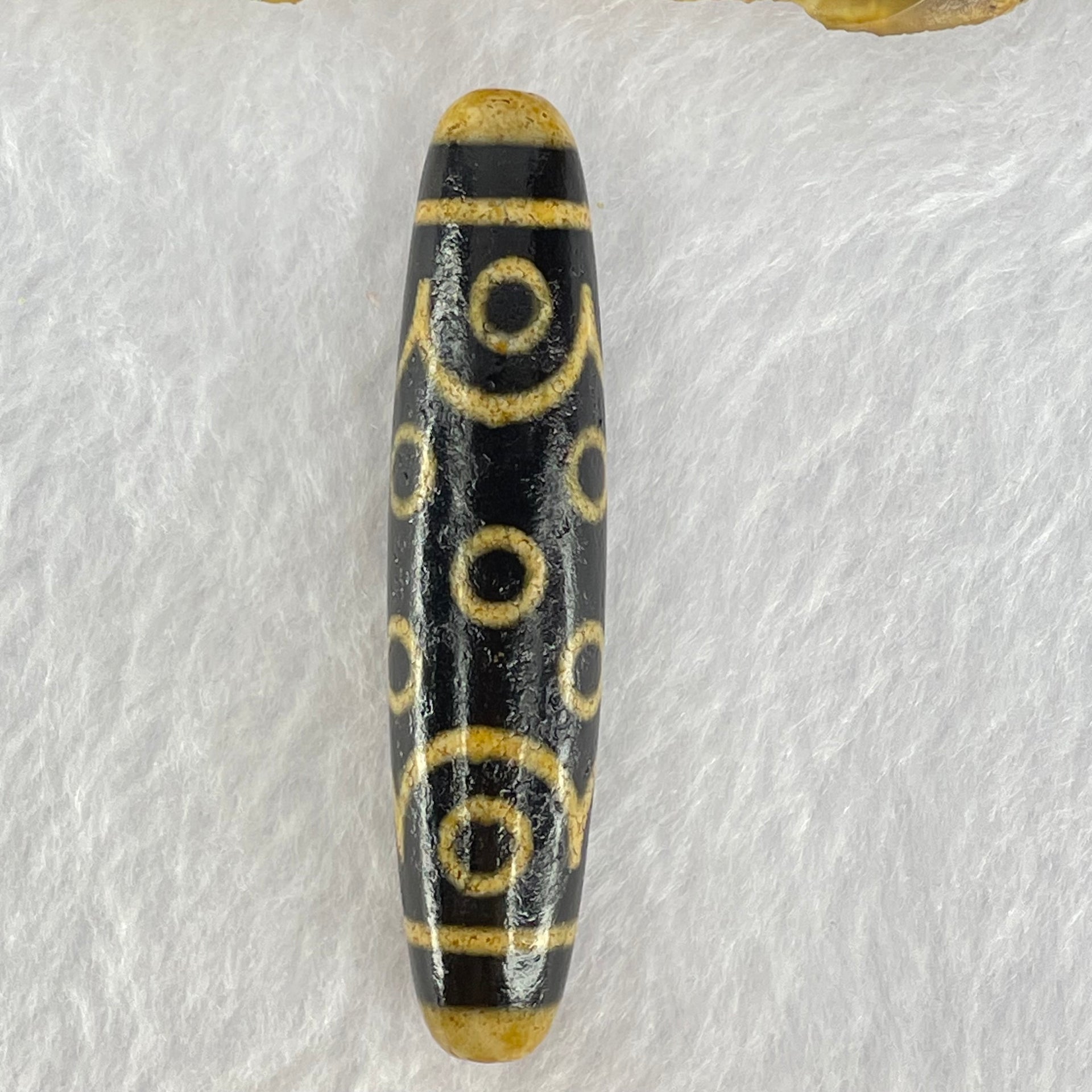 Natural Powerful Tibetan Old Oily Dark and Light Brown Agate 15 Eyes Dzi Bead Heavenly Master (Tian Zhu) 十五眼天诛 14.35g 58.1 by 13.1mm - Huangs Jadeite and Jewelry Pte Ltd