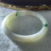 Natural Type A Faint Green with Blueish Green Piao Hua Flora Jadeite Bangle 37.89g Inner Diameter 53.5mm 8.4 by 9.5mm (Very Very Slight Internal Lines) - Huangs Jadeite and Jewelry Pte Ltd