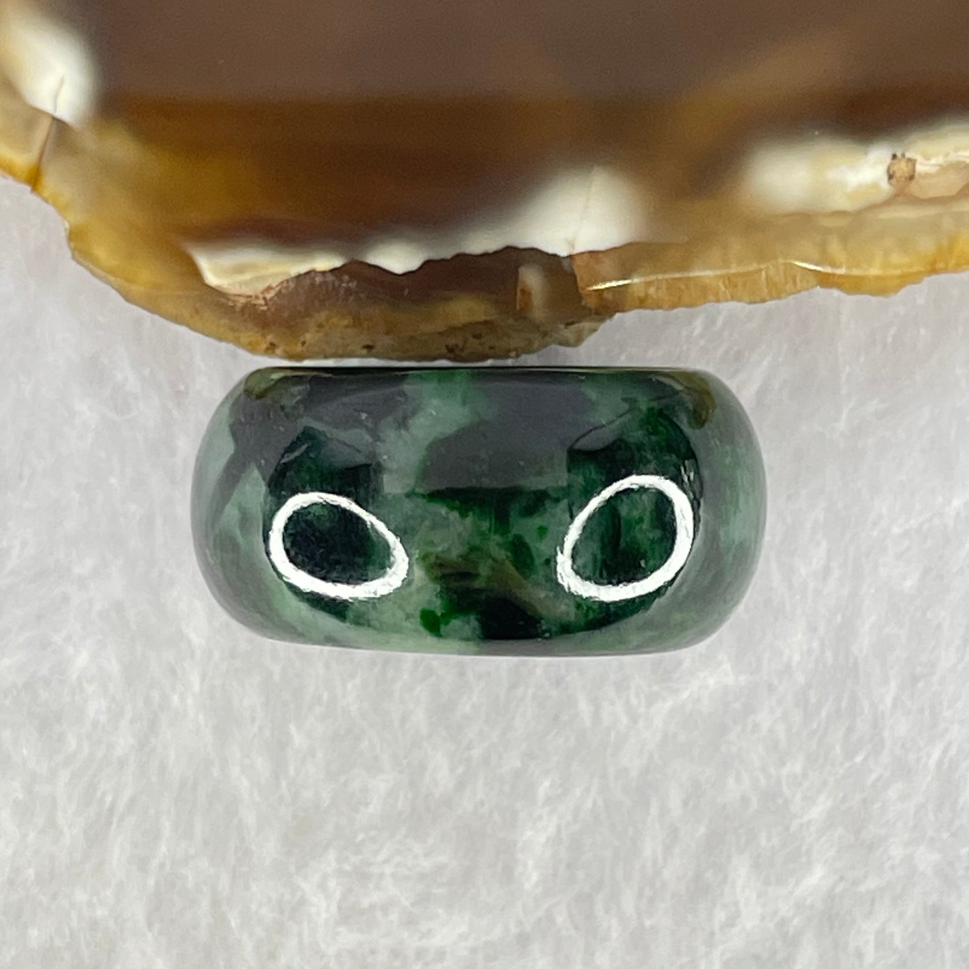 Opaque Type A Old Mine Spicy Green Jadeite Ring 9.56g 12.6 by 4.5mm US8 HK17.8 - Huangs Jadeite and Jewelry Pte Ltd