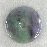 Type A Green With Deep Lavender And Wuji Grey Jadeite Ping An Kou Donut Pendant 47.34g 54.2 by 7.8mm - Huangs Jadeite and Jewelry Pte Ltd