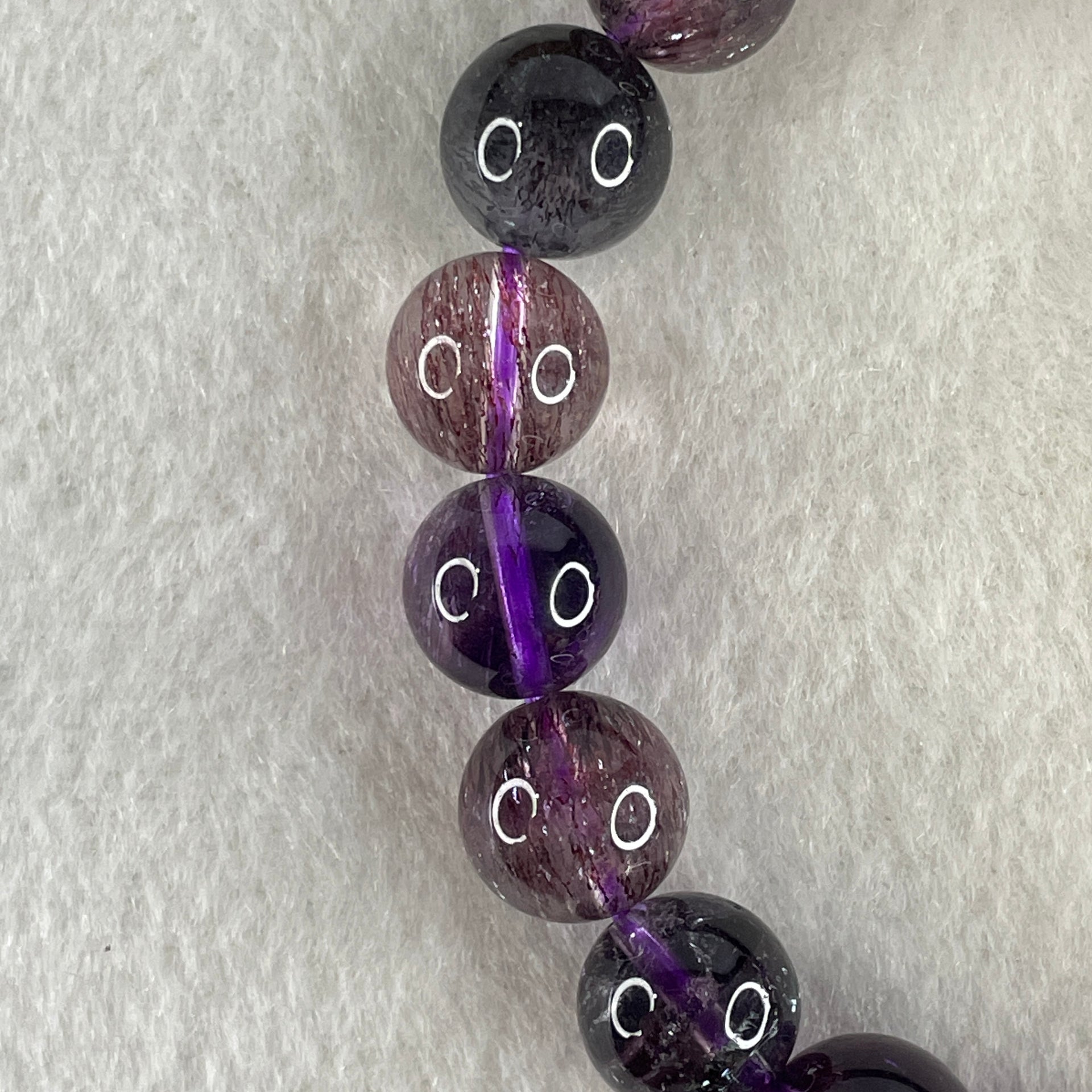 Good Grade Natural Super 7 Beads Bracelet 32.33g 10.9mm 16.5cm 19Beads - Huangs Jadeite and Jewelry Pte Ltd