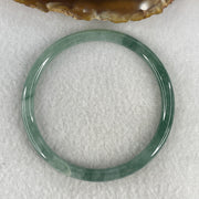 Natural Type A Green Jadeite Bangle | 58.3mm Inner Diameter (16.78g 5.6x5.6mm | External Rough | Organic Earth Texture & Heart Harmony) - Huangs Jadeite and Jewelry Pte Ltd