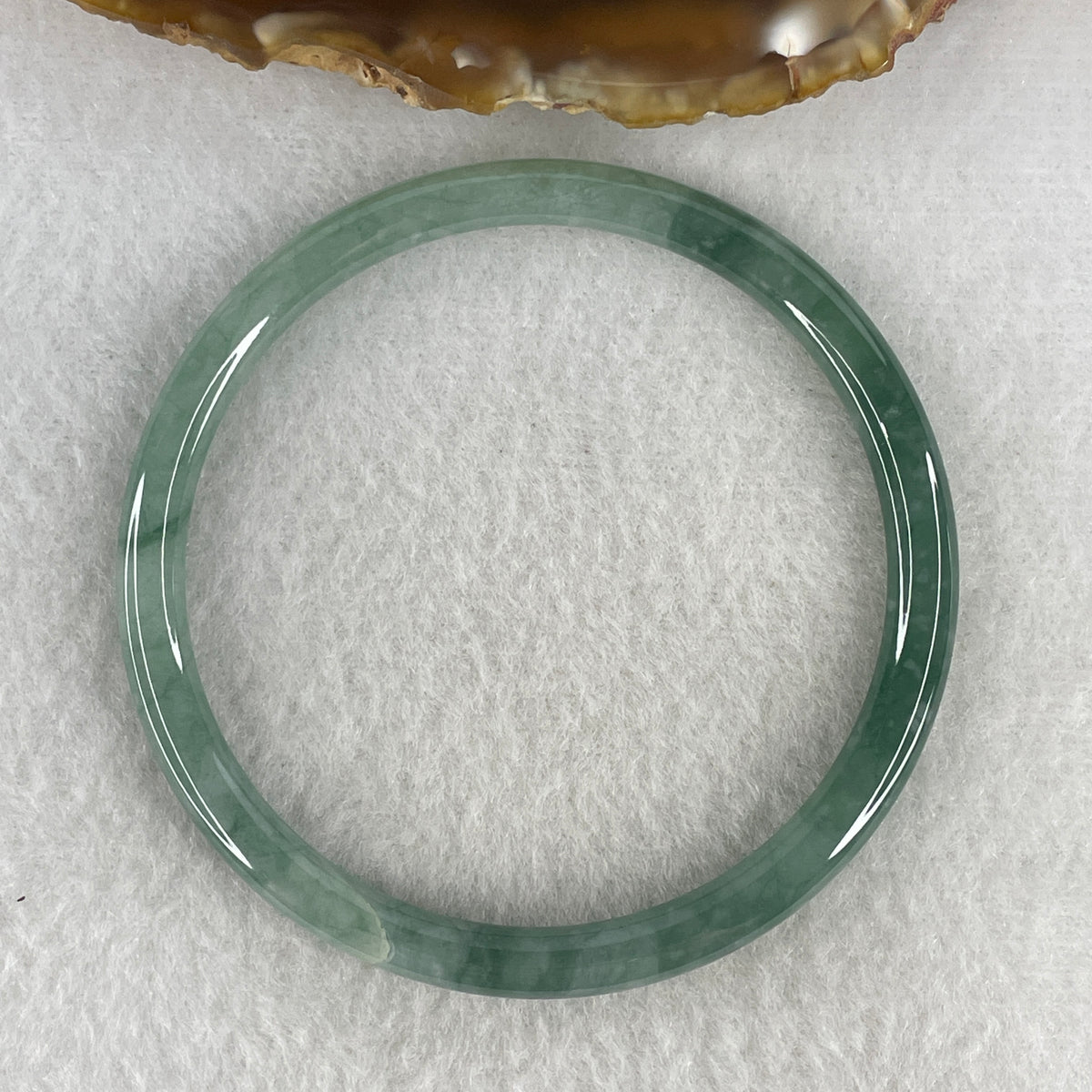 Natural Type A Green Jadeite Bangle | 58.3mm Inner Diameter (16.78g 5.6x5.6mm | External Rough | Organic Earth Texture & Heart Harmony) - Huangs Jadeite and Jewelry Pte Ltd