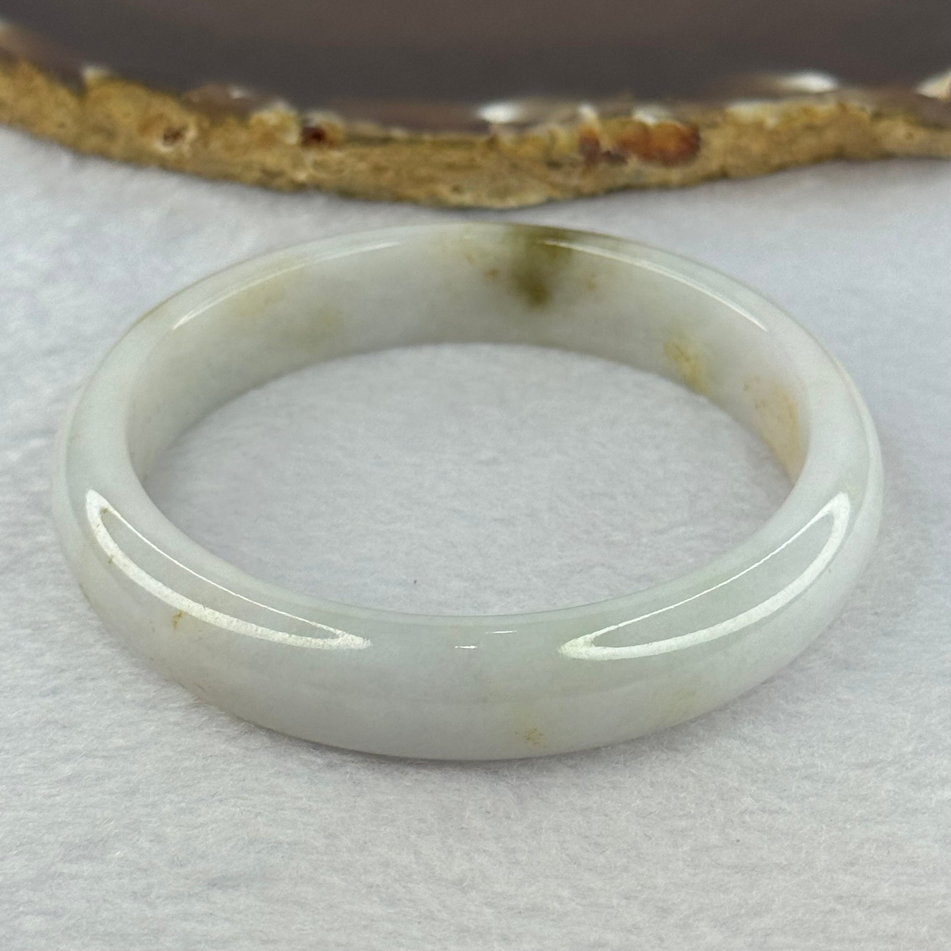 Type A Light Lavender Green with Brown Patches Jadeite Bangle 46.83g Internal Diameter 57.8mm 12.5 by 7.0mm (Very Slight Internal Line) - Huangs Jadeite and Jewelry Pte Ltd