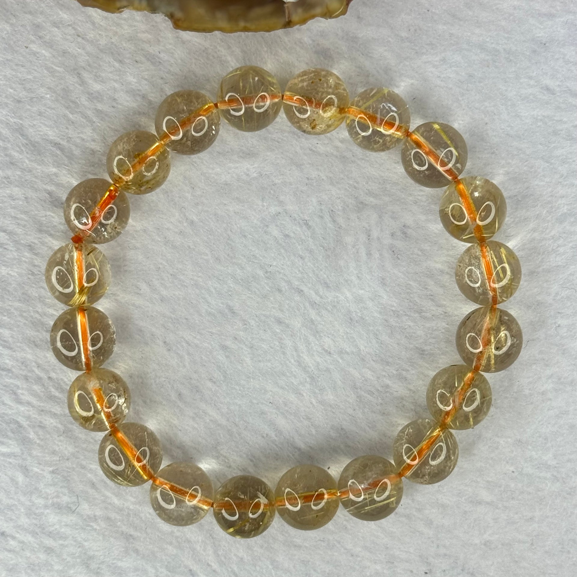 Natural Golden Rutilated Quartz Beads 天然金发水晶手链 25.27g 16.5cm 9.9mm 20 Beads - Huangs Jadeite and Jewelry Pte Ltd