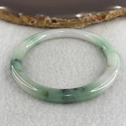 Natural Type A Green with Lavender Piao Hua Jadeite Flat Ding Dang Bangle 22.98g Inner Diameter 52.8mm 6.6 by 7.5mm (Very Very Slight External Rough) - Huangs Jadeite and Jewelry Pte Ltd