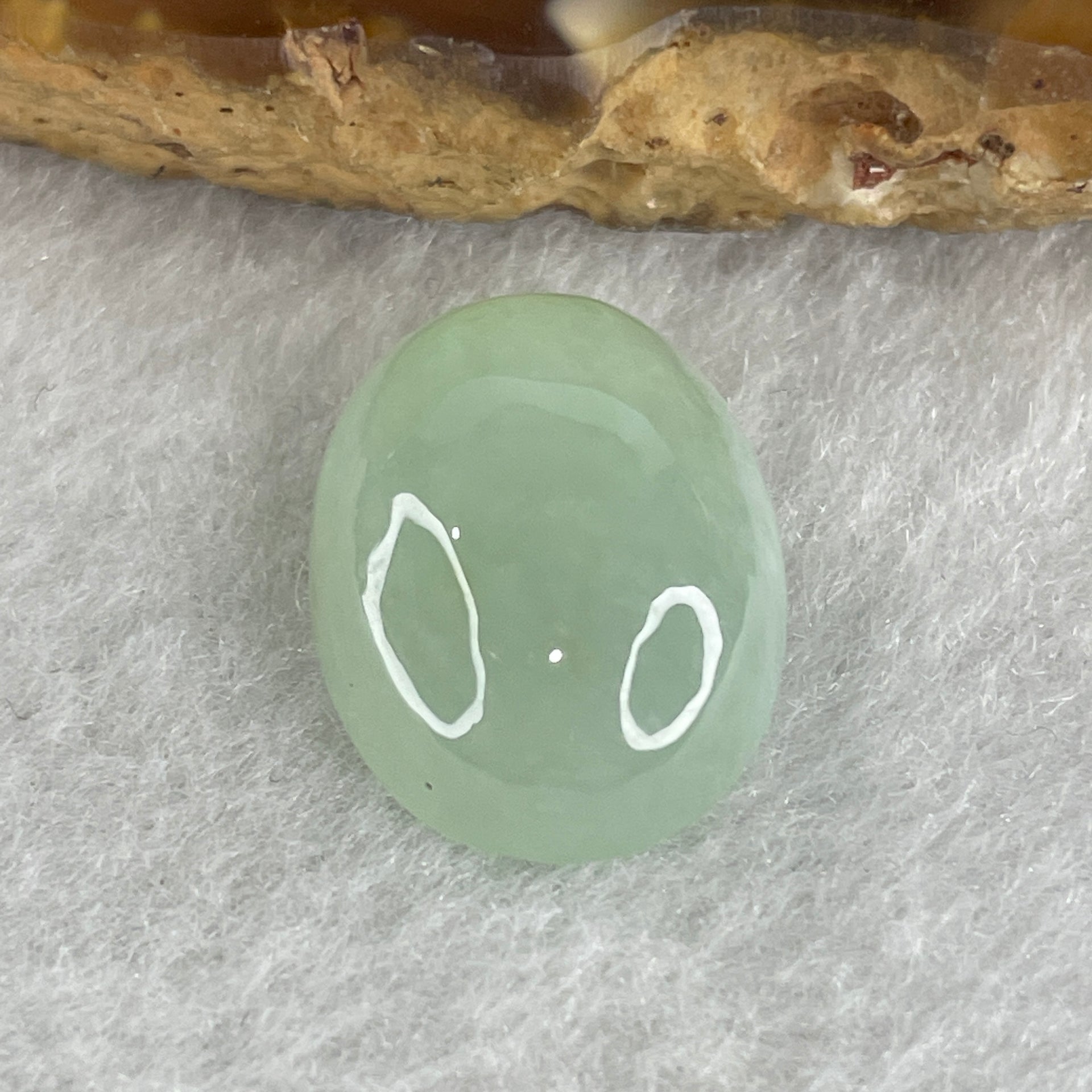 Natural Type A Semi Icy Green Jadeite Oval Shape Cabochon Stone for Setting 3.34g 17.7 by 13.0 by 7.4mm - Huangs Jadeite and Jewelry Pte Ltd